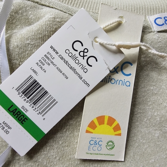 C&C California Alfalfa Green Soft Fuzzy Open Cardigan Sweater NWT Size Large - Picture 7 of 11